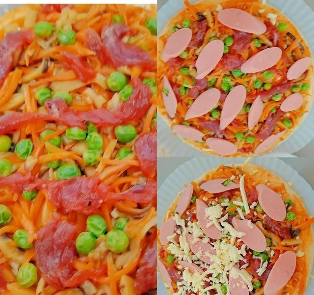烤披萨要多少度多少分钟才能烤熟，香菇胡萝卜青豆牛肉披萨教程图解